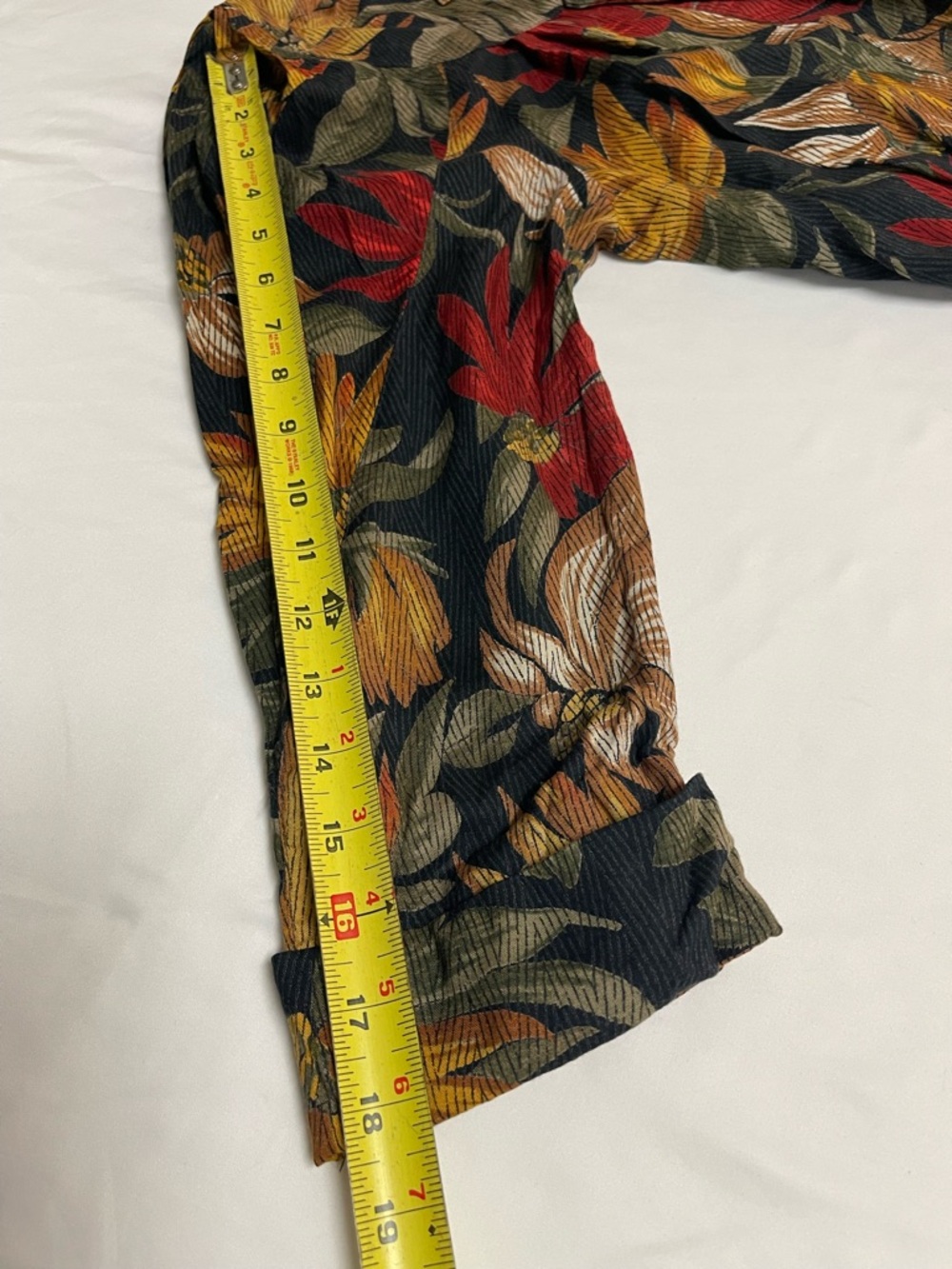 Tropical Midi Shirt Dress Boho Fall Button Front 3/4 Sleeve - Picture 7 of 8